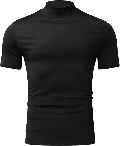 Generico Maglietta Bianca Uomo Cotone, Magliette Uomo Manica Corta, T-Shirt da Uomo Estiva Tinta Unita Collo Alto Maniche Corte - 2