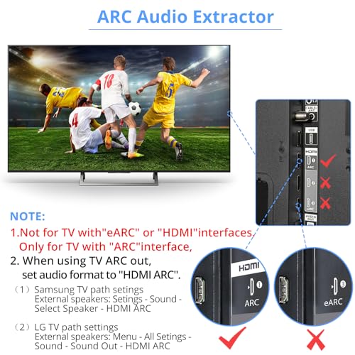 Camway CAMDAC022USV Digital To Analog Audio Converter,Hdmi Arc Audio Extractor Hdmi Audio Return Channel,With Digital Hdmi Optical Spdif Coaxial And Analog 3.5Mm L/R Stereo Audio Converter,Coaxial To 3.5Mm And Rca thumb #3