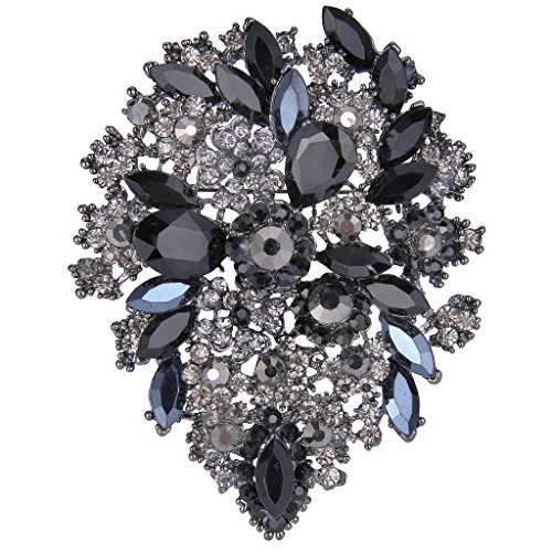 Image of EVER FAITH Women's Austrian Crystal Vintage Style Flower Leaf Cluster Brooch Pendant