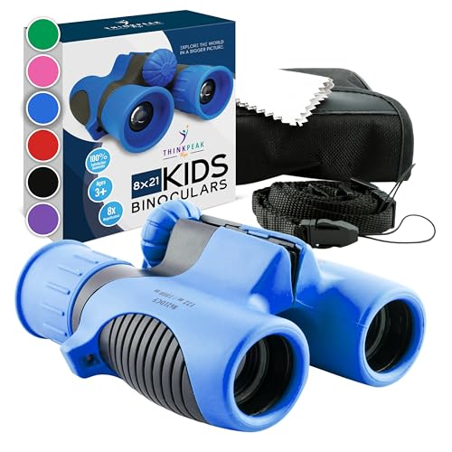 Think Peak Blue Binoculars Science Toy for Kids Ages 3-12 Years - Real Compact Outdoor Adventure & STEM Educational Nature Hiking Explorer for Bird Watching, Camping Children’s Birthday Gift
