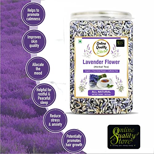 Image of Online Quality Store Lavender Flower Tea 100g | Sun Dried Lavender Flowers Herbal Tea | Stress Relief | Iced Tea