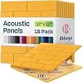 Ekkogo Acoustic Wall Panels 18-Pack, 12"x12"x0.4" Decorative Self-Adhesive Sound Proofing | High Density 3D Brick Soundproof Absorbing Tiles for Walls, Home, Office & Studio - Yellow Orange Gold