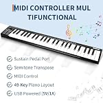 GarveeTech 49-Key MIDI Keyboard Controller, Velocity Switch Function, OLED Display, DAW Integration, Semitone Transposition, ARP Automatic Accompaniment for Professional Music Production