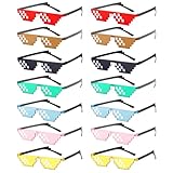 Geopty 14 Pack Fun Thug Life Party Glasses Colorful Cool 8 Bits Pixel Mosaic Sunglasses Deal with it Glasses Photo Props