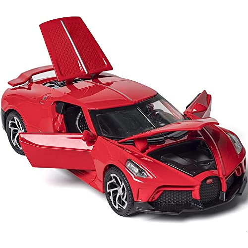 Image of DEUSON ECOM Alloy 1:32 Bugatti La Voiture Noire Metal Die Cast Car Pull Back Diecast Metal Pullback Toy car with Openable Doors & Light, Music Boys Gifts Toys for Kids