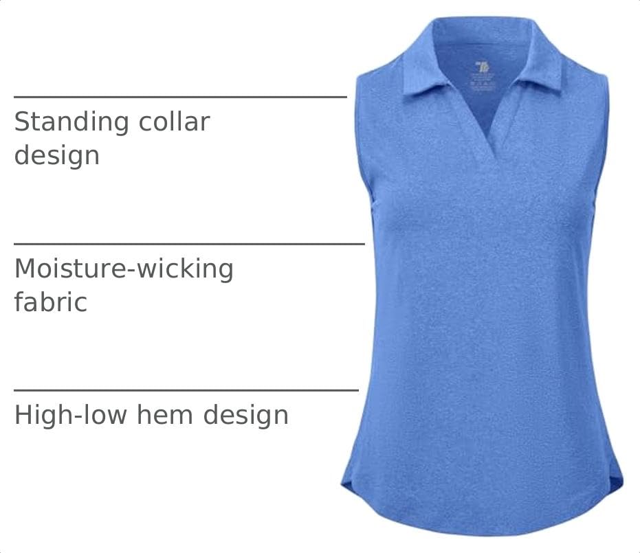Image of BGOWATU Women's Sleeveless Golf Polo Shirts Collared V Neck Tennis Tank Tops UPF 50+ Quick Dry Lightweight