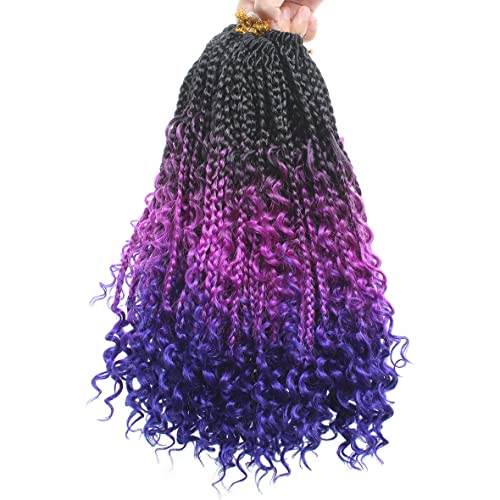 Beverlee Boho Box Braids 8 Packs Goddess Box Braids 14 Inch Bohemian Box Braids Crochet Hair Crochet Box Braids With Curly Ends Pre-Looped Synthetic Crochet Hair For Black Women 128 Strands #TOP26