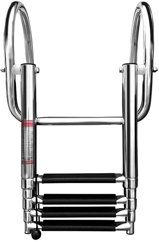 Ladders,4 Steps Pontoon Boat Ladder Stainless Steel Telescoping Rear Entry ...