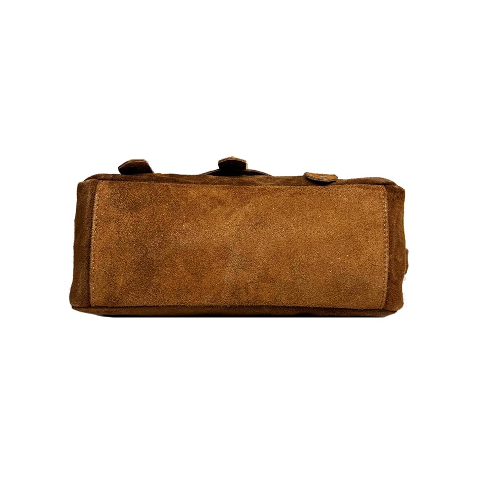 Borsa a Tracolla Donna in Vera Pelle Scamosciata – Stile Messenger con Patta e Tracolla Regolabile – Made in Italy – Elegante, Capiente, Chiusura Magnetica – 32x20x11 cm