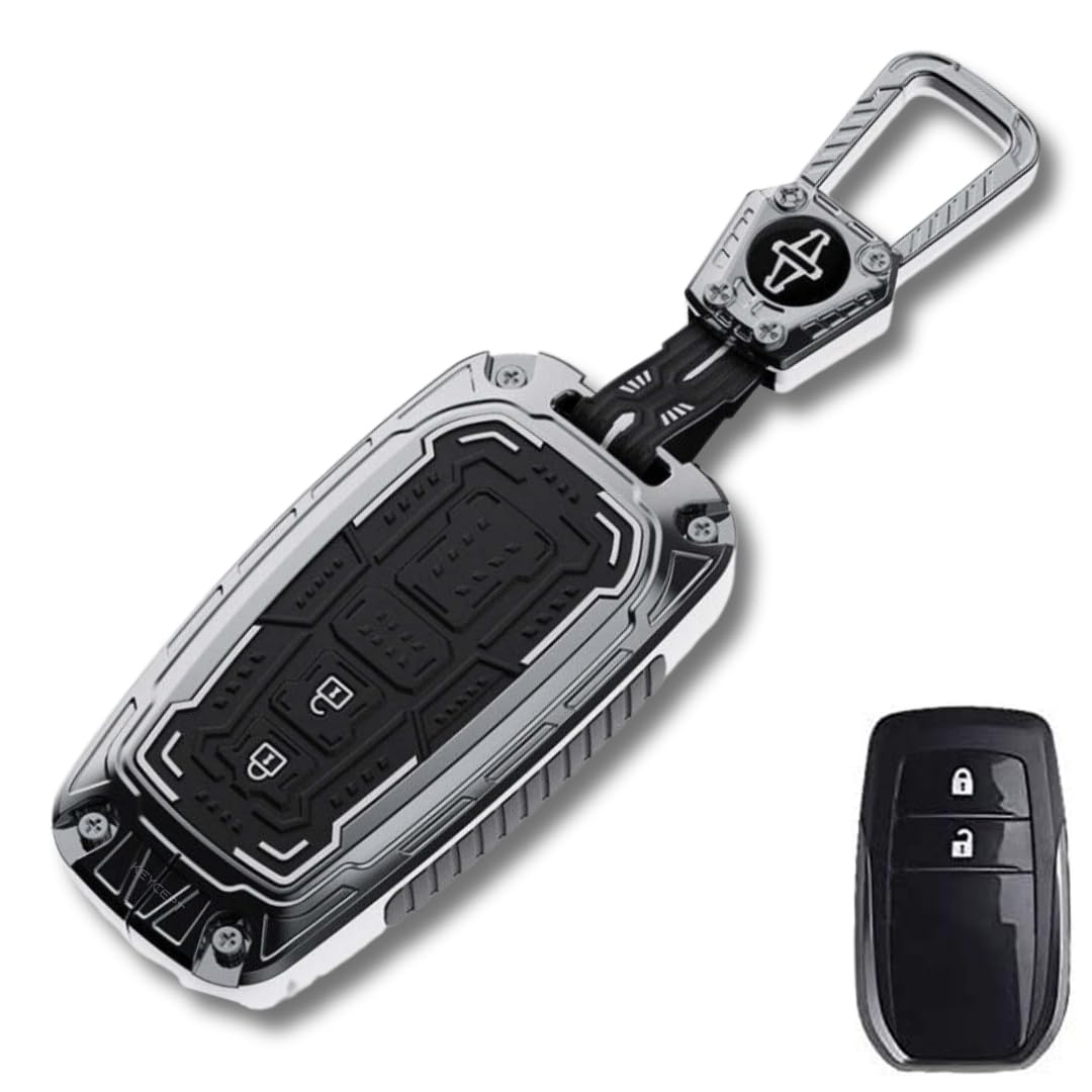 Keycept Metal Armor Key Cover for Toyota Innova Hycross | Fortuner | Hilux | Innova Crysta | Fortuner Legender | Land Cruiser | Suzuki Invicto 2 Button Smart Key