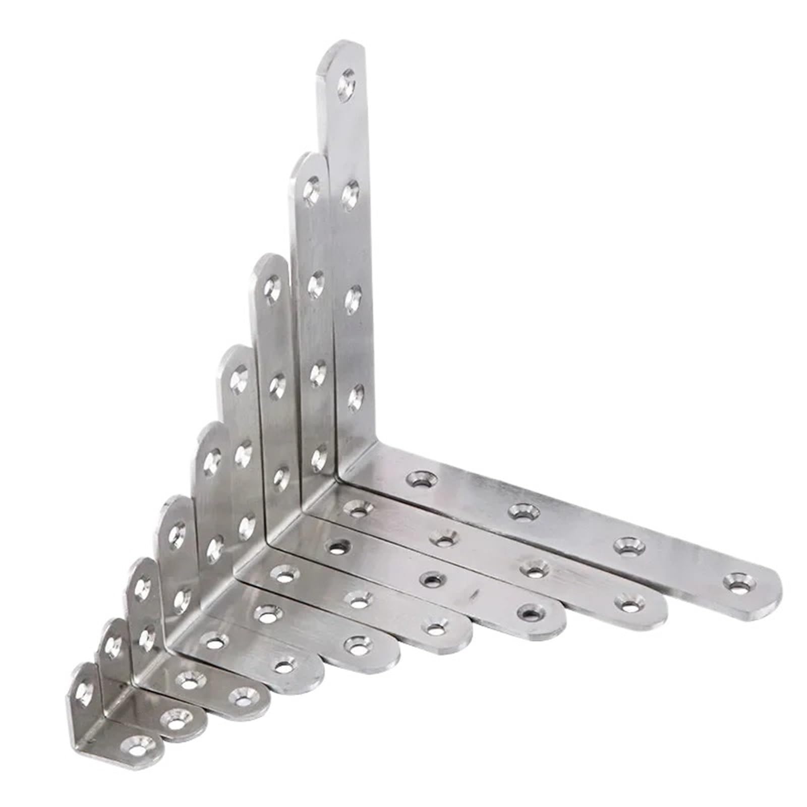 Staffa angolare da 90 gradi in acciaio inossidabile 10 pezzi, staffa for di fissaggio for mobili, schermi parete, con viti Per Mobili, Scaffali, Sedie In Legno(100x100mm)