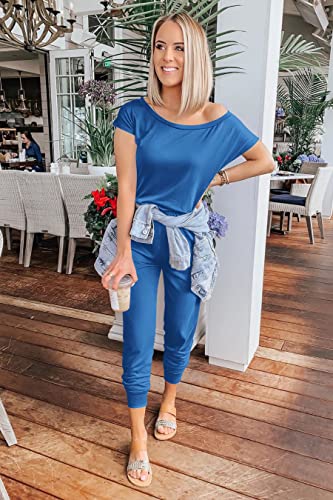 Image of PRETTYGARDEN Jumpsuits for Women 2026 Summer Dressy Off Shoulder Romper Spring Vacation Travel Lounge Outfits Clothes