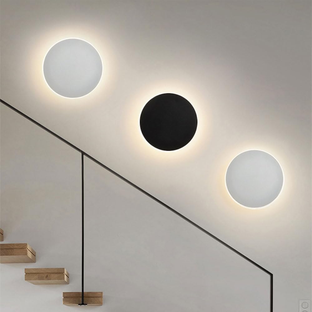 Modern LED Wall Sconces, 3000K Warm White Round Disc Shape LED Wall Light, Minimalist Indoor Mounted Lamp for Bedroom, Bathroom, Living Room, Hallway, Corridor White 5.1"