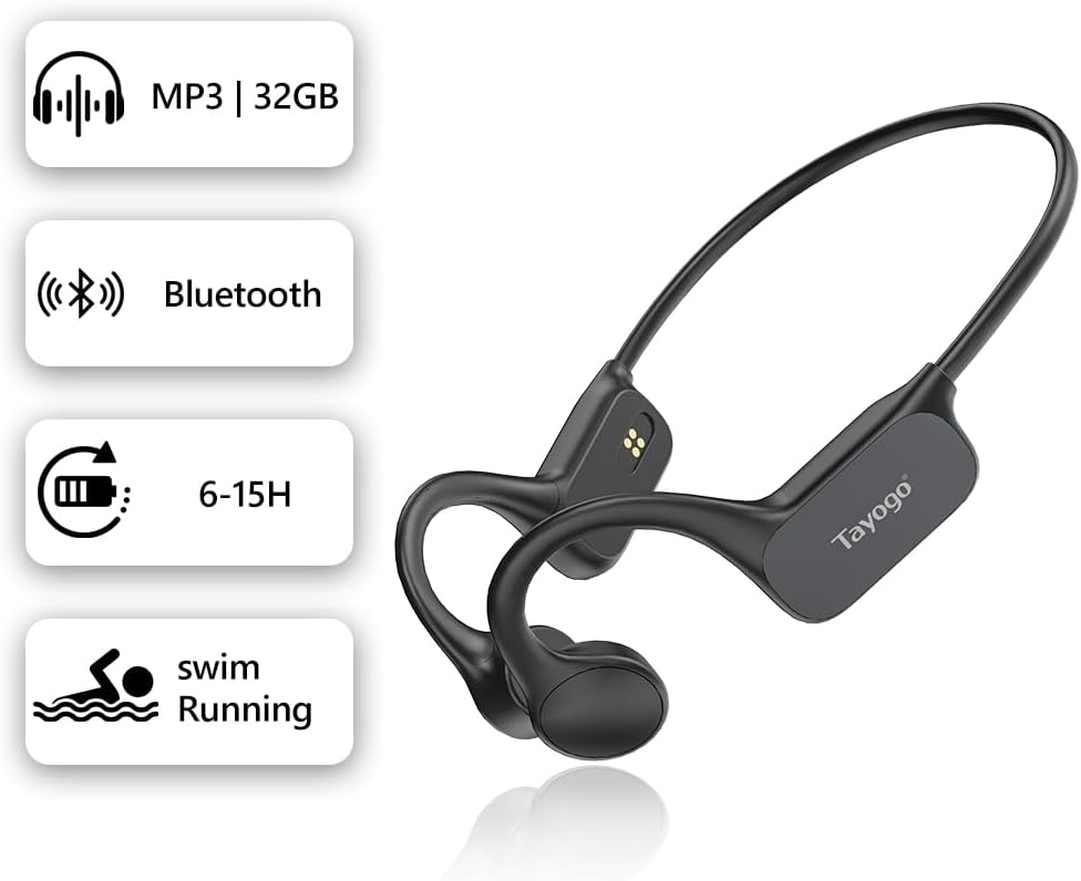 Tayogo Swimming Headphones, Underwater Headset for Spotify, Audible, YouTube, NO Mp3 Download, Swim Music Combo T6+W18+W24+W25