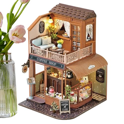 Juego de construcción de casa en miniatura, mini casa de muñecas de madera - actividad de unión para padres e hijos, juego de manualidades de madera para adolescentes, niños, adultos y familia