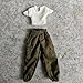 1/12 Scale Figure Clothes T-Shirt + Cargo Pants for 1:12 6inch Female TBL Action Figure Doll Clothes (White)