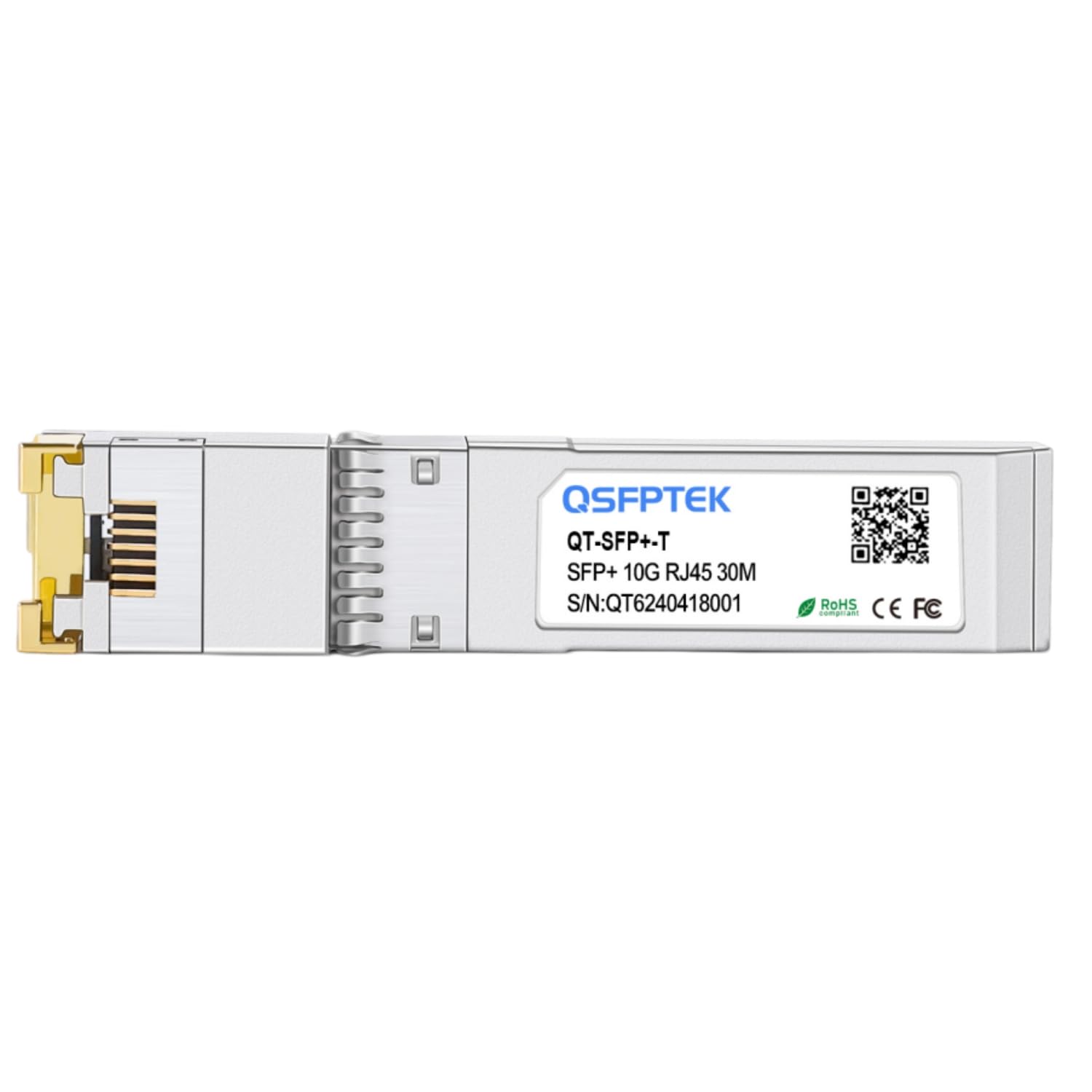 QSFPTEK Newest 10GBASE-T SFP+ RJ45 Module jusqu'à 30m,10G SFP+ vers RJ45 Copper Mini-GBIC pour Cisco SFP-10G-T-S, Ubiquiti UF-RJ45-10G, D-Link, Supermicro Autres interrupteurs