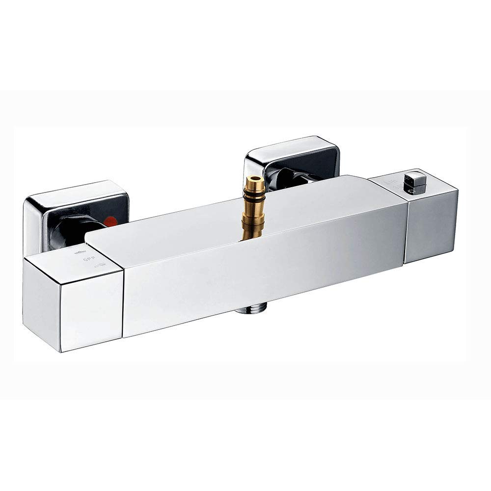 Kibath 464151 Grifo termostático de diseño Columna de Ducha Cuadrada con Salida Superior. Fabricado en latón con Acabados en Cromo con Brillo. Repuestos Originales garantizados