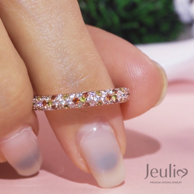 Amazon | [Jeulia] レディース リング 指輪 虹色 カラフル マルチ