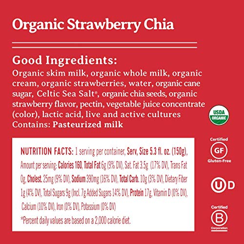 Good Culture Strawberry Chia Organic Cottage Cheese | Organic 4% Milkfat Cottage Cheese With 17g Protein | Live & Active Cultures for A Healthy Gut, 5.3oz Cups, Strawberry Chai, 5.3 Oz (Pack of 12)