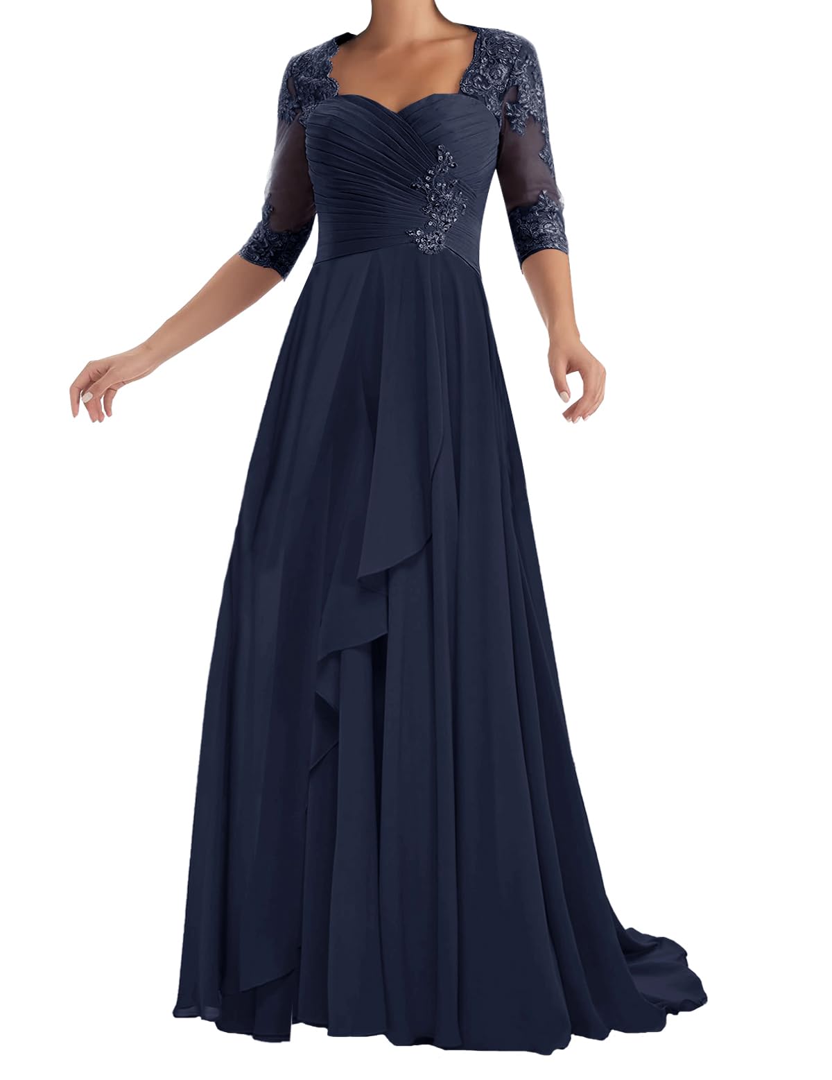 ISABUFEIMother of The Bride Dresses with Sleeves Long Formal Evening Dresses Lace Appliques Wedding Guest Dresses for Women