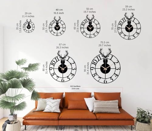 Image of Stylish Metal Analog Wall Clock for Living Room, Bedroom, Office, Kitchen, Home and Hall | Antique Fancy Big Size Modern Wall Watch for Home Decor (DA-180, 40CM)