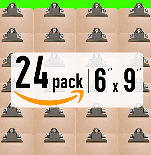 HIGH CAPACITY clip - Mini Clipboards 6'' x 9'' [ 24 Pack ] - Solid made Memo Size hardboards A5 | Perfect for Office, School or Business