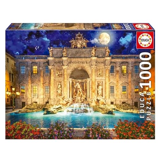 Educa - Fontana di Trevi, Roma | Puzzle de 1000 Piezas para Adultos. Medidas: 68 x 48 cm. Incluye Cola Fix Puzzle. A Partir de 14 años (19923)
