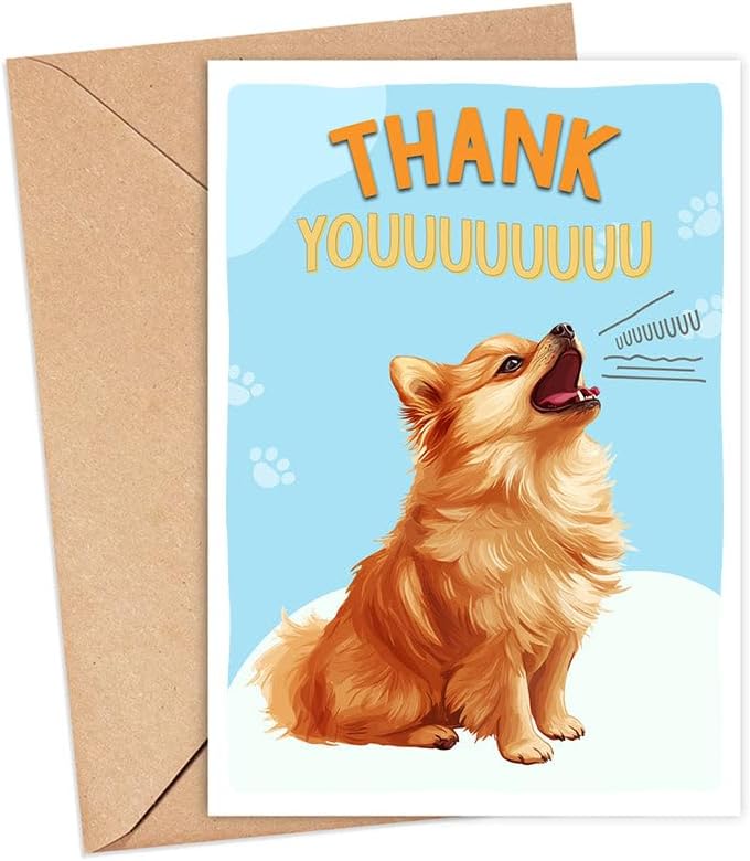 Pomeranian Dog Card, Dog Thank You Card, Cute Pun Thank You Card For Him Her, For Friends, Teacher, Boss, Coworker, Dog Lover Gift, Veterinarian Thank You Gift, Pomeranian Dog Lover