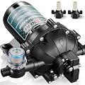 [Upgraded Version] 12V DC Fresh Water Pump, 6.5GPM 70PSI Five Chamber Self-Priming Diaphragm Pump with Heavy Duty Pressure Switch and Strainer for RV, Marine, Caravan (Water Pump)