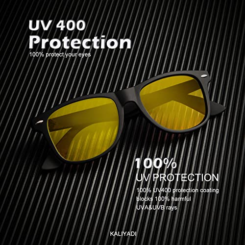Image of KALIYADI Polarized Sunglasses for Men and Women Matte Finish Sun glasses Color Mirror Lens UV Blocking (3 Pack)