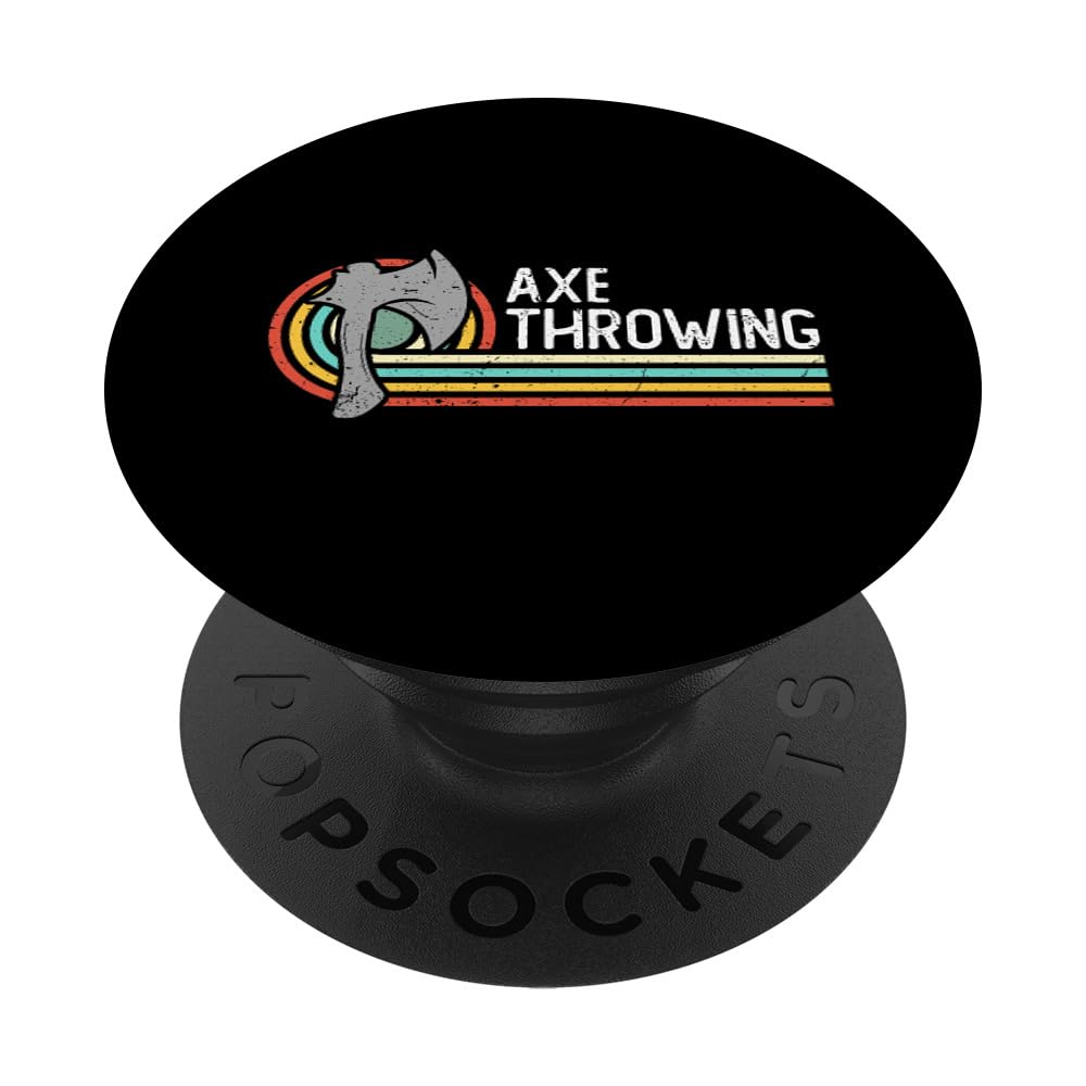 Axe Throwing Retro Loves Axe Hatchet Thrower Axe Throwing PopSockets Swappable PopGrip, Black