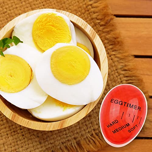 Image of 2Pcs Egg Timer,Colour Changing Boiled Egg Timer,Color Indicator Soft Medium & Hard Boiled Eggs Heat Sensitive Safe Durable Kitchen Tool for Breakfast,Cooking Kitchen,Gift & Home Use, Red