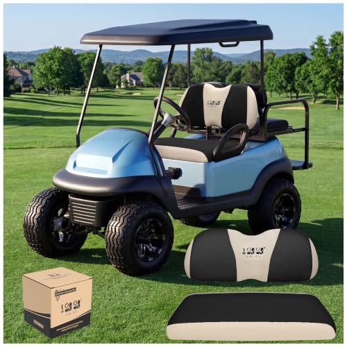 Image of 10L0L Golf Cart Seat Cover Set Fit for Club Car DS Precedent & Yamaha, Warm Bench Seat Covers for Cold Winter Weather, Breathable Washable Polyester Mesh Cloth Gray Black Beige Red Blue