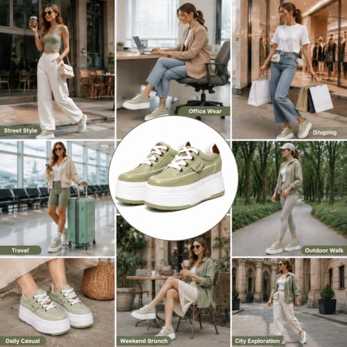 Image of Platform Sneakers for Women Chunky Casual Lace Up Comfort Shoes