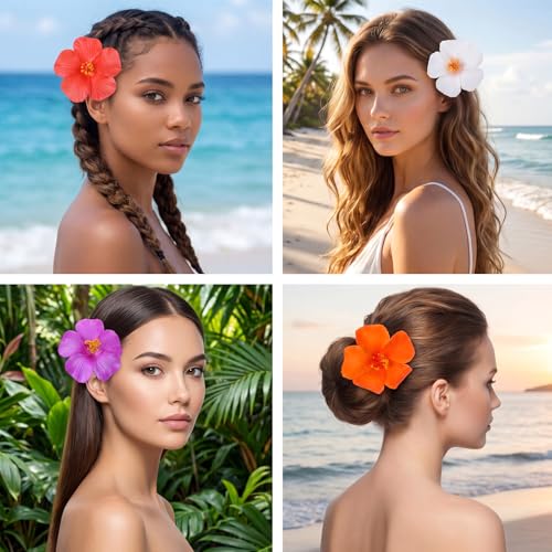 8 Pinzas de cabello flor Plumeria, accesorio tropical miniatura 5