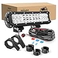 Nilight 12 Inch 72W LED Light Bars Spot Flood Combo Off-Road Light Mounting Bracket Horizontal Bar Tube Clamp With Off Road Wiring Harness, 2 Years Warranty