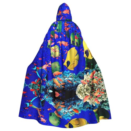 Cape médiévale à capuche motifs poissons pour homme et femme cosplay