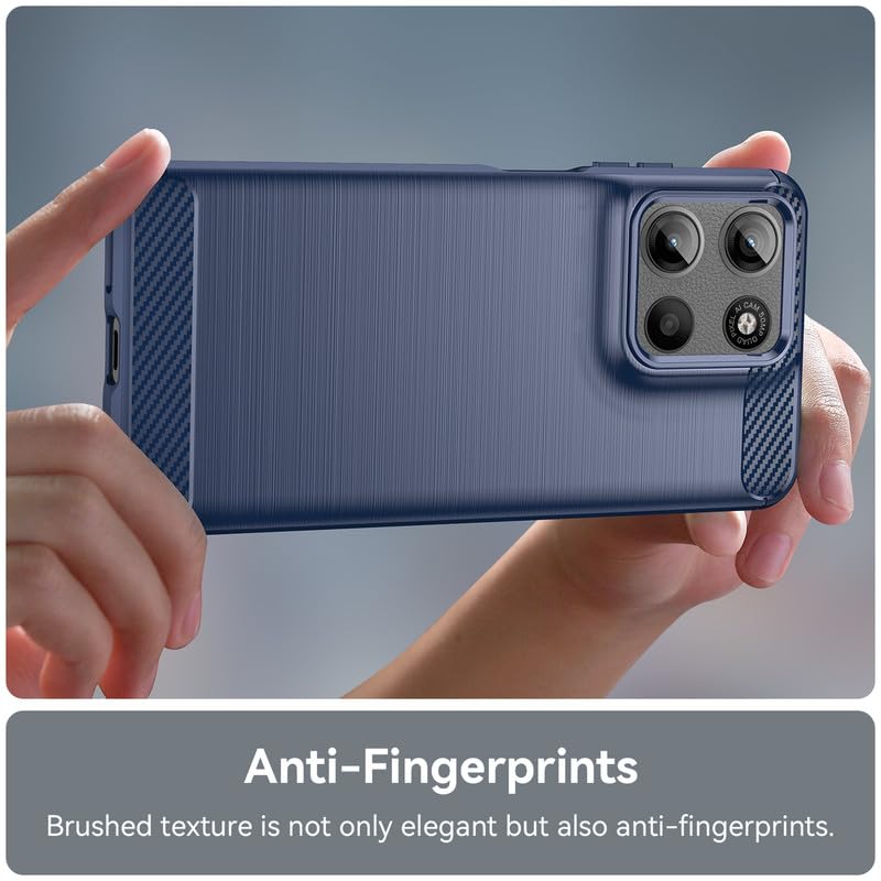 Image of Hybrid Carbon Fiber Back Case for Motorola Moto G15 (Blue)