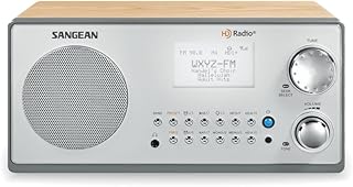 Sangean HDR-18 HD Radio/FM-Stereo/AM Wooden Cabinet Table Top Radio silver