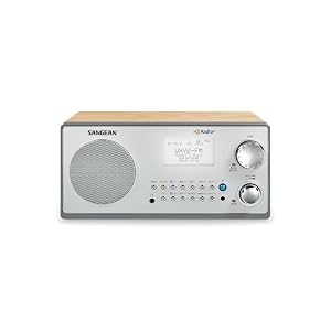 Sangean HDR-18 HD Radio FM-Stereo AM Wooden Cabinet Table Top Radio Silver