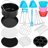 Air Fryer Accessories 12 PCS for Ninja Gowise Gourmia COSORI Ultrean Power XL Air Fryer, Fit 3.6-4.0-6.8QT Air Fryer with 8 Inch Cake Pan, Pizza Pan, Silicone Baking Cup, Skewer Rack, Parchment Paper