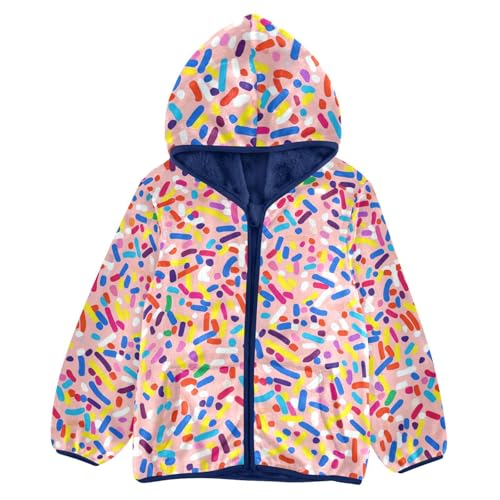Colorful Sprinkles Girls Fleece Jacket Girls Fall Jacket Girls Zip Up Hoodie Girls Sherpa Jacket 2-10T