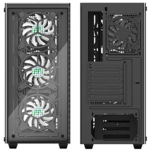 MUSETEX ATX Mid Tower Gaming Computer Case 6 RGB LED Fans 2 Translucent Tempered Glass Panels USB 3.0 Port,Cable Management/Airflow, Gaming Style Case (903N4(4PCS RGB Fans))
