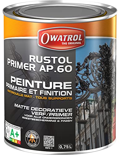 Rustol Primer AP.60 - Primaire mat antirouille - Owatrol - 0,75 L Gris