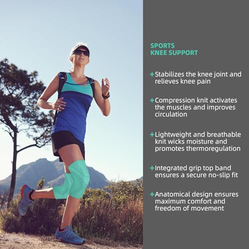 BOODPET Kniebandagen Damen Herren 2er-Pack – Atmungsaktive Kniebandage mit Anti-Rutsch & Gelenkstütze – Knieschoner zur Schmerzlinderung für Fitness, Laufen & Training – Größe L – Farbe Grün