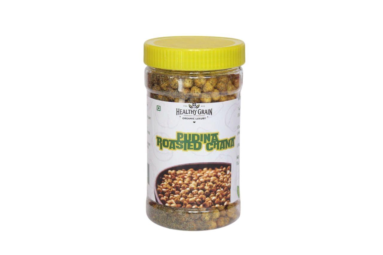 Healthy Grain Roasted Flavoured Chana | High Protein Snack | Slow Roasted in Desi Ghee | Himalayan Salt | Crispy & Guilt-Free Snack | 200g (Pudina)-image-29