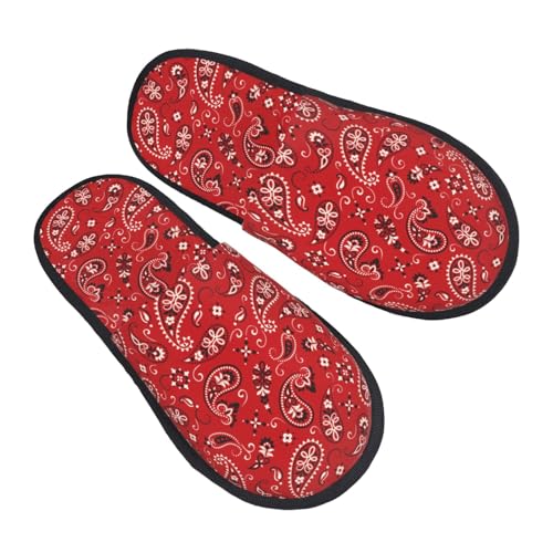 Red Paisley Floral Print Women'S Fuzzy Slip On Indoor Outdoor Winter House Slippers2