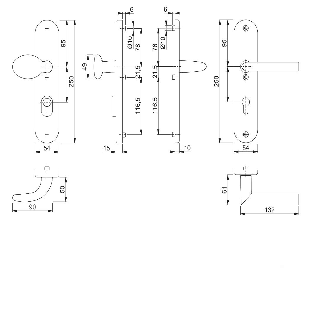 Hoppe Schutzbeschlag Stockholm ES1 76G/3332ZA/3440/1140, LM F1, Pz 72 mm, TS 42-47 mm mit Ziehschutz, Stift 8 mm, 3666633