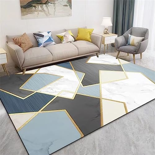 Tapis de chambre de style marbre bleu au format rectangulaire - 2